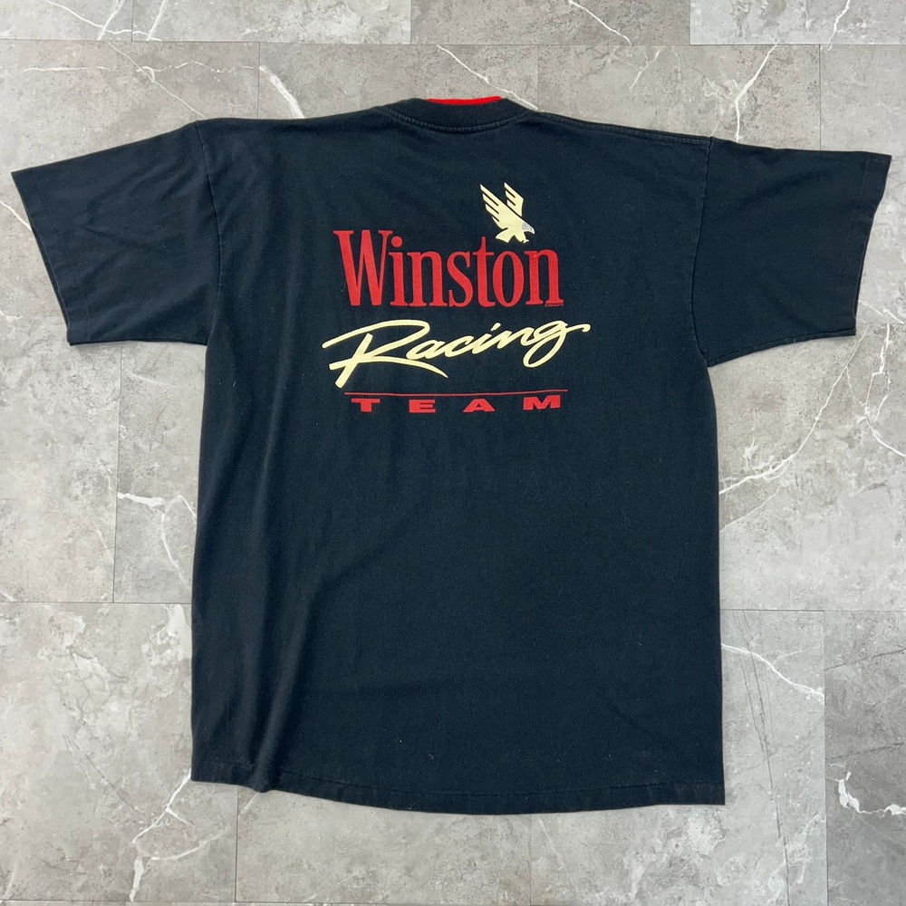 Vintage Winston Racing Team Graphic Tee Mens XL Nascar Cigarettes Short Sleeve